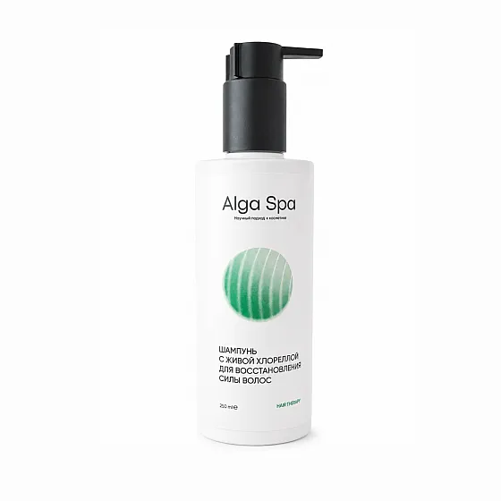 Шампунь с живой хлореллой для восстановления силы волос 250мл /Alga Spa